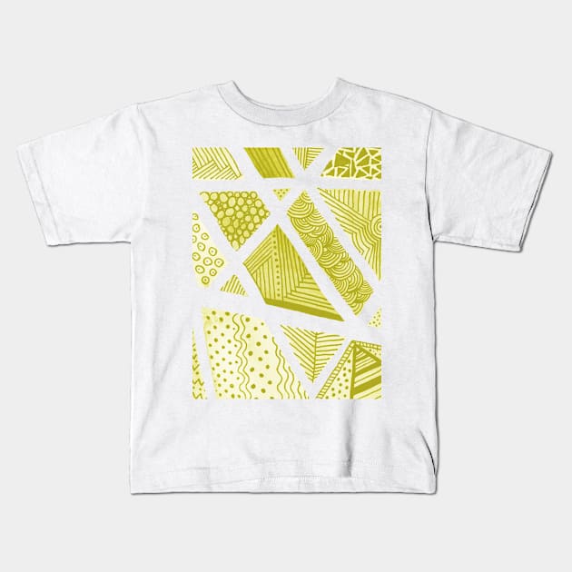 Geometric doodles - yellow and white Kids T-Shirt by wackapacka